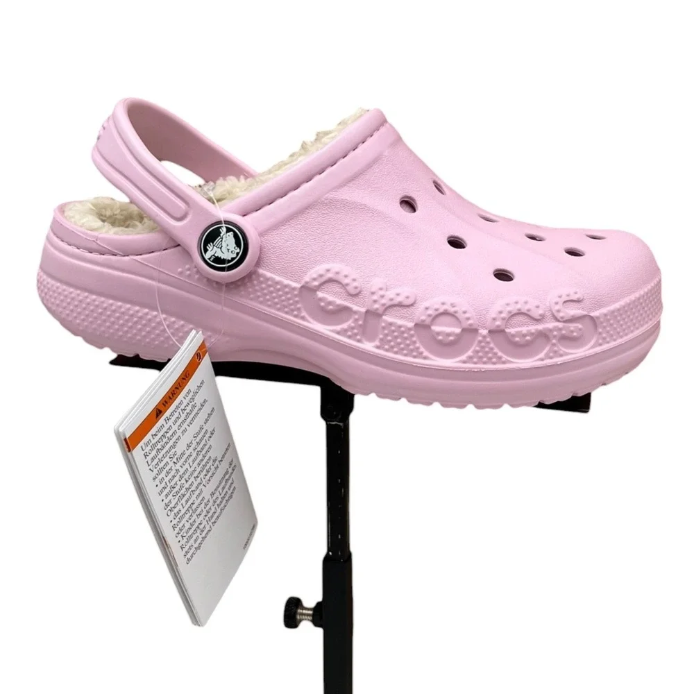 Crocs Youth Big Girls Lined Clogs Size 3 (J3) Ballerina Pink Cozy Warm Slip-on